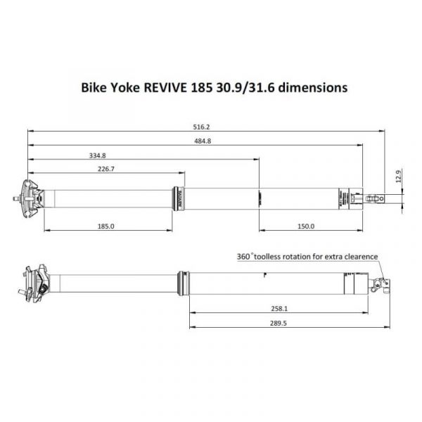 BIKEYOKE REVIVE DROPPER POST - 185MM TRAVEL - EXCLUDES REMOTE - Image 3