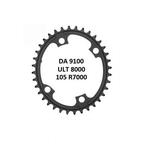 ABSOLUTE BLACK C/RING ROAD OVAL DBL 110/4BCD BLACK 9100/9000/8000/6800/7000 INNER CHAINRING
