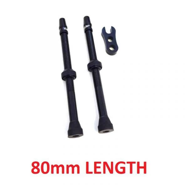 QUAXAR VALVE TUBELESS PRESTA 80mm BLACK PAIR (TUV80BK)
