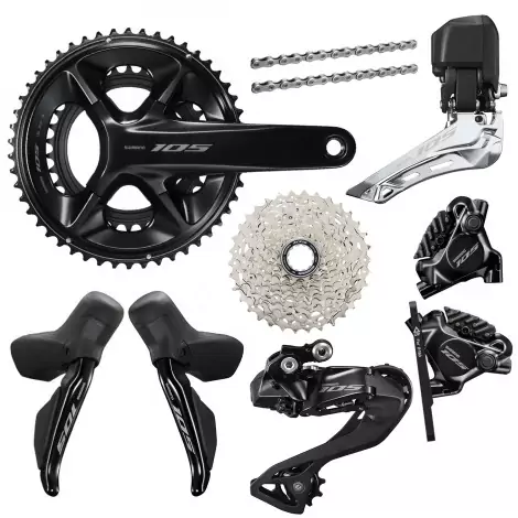 シマノ R7170 105 2x12s 電動Di2 グループセット Shimano 105 R7170 Di2 Disc Groupset - 12 Speed - Evobikes