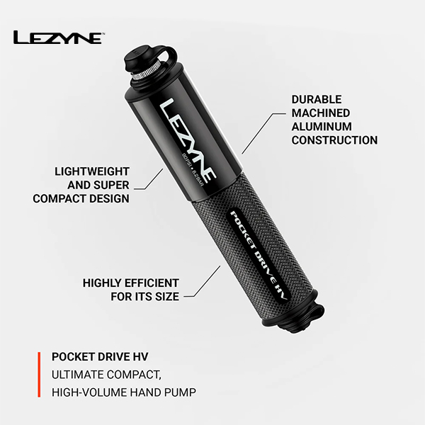LEZYNE HAND PUMP POCKET DRIVE HV BLACK - Evobikes