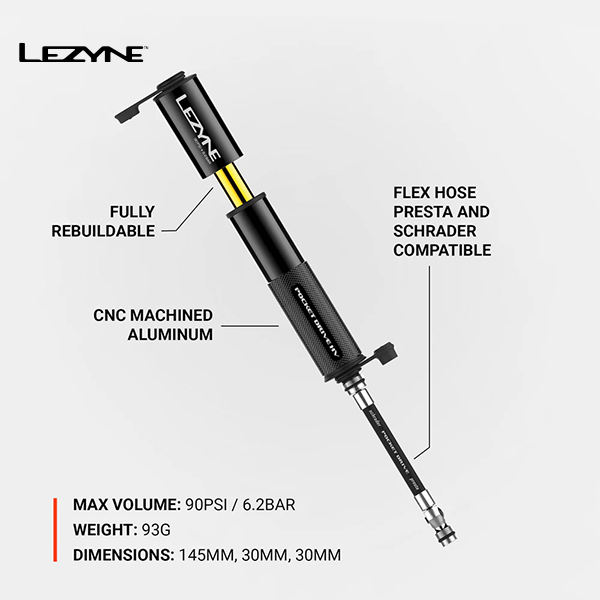 LEZYNE HAND PUMP POCKET DRIVE HV BLACK - Evobikes